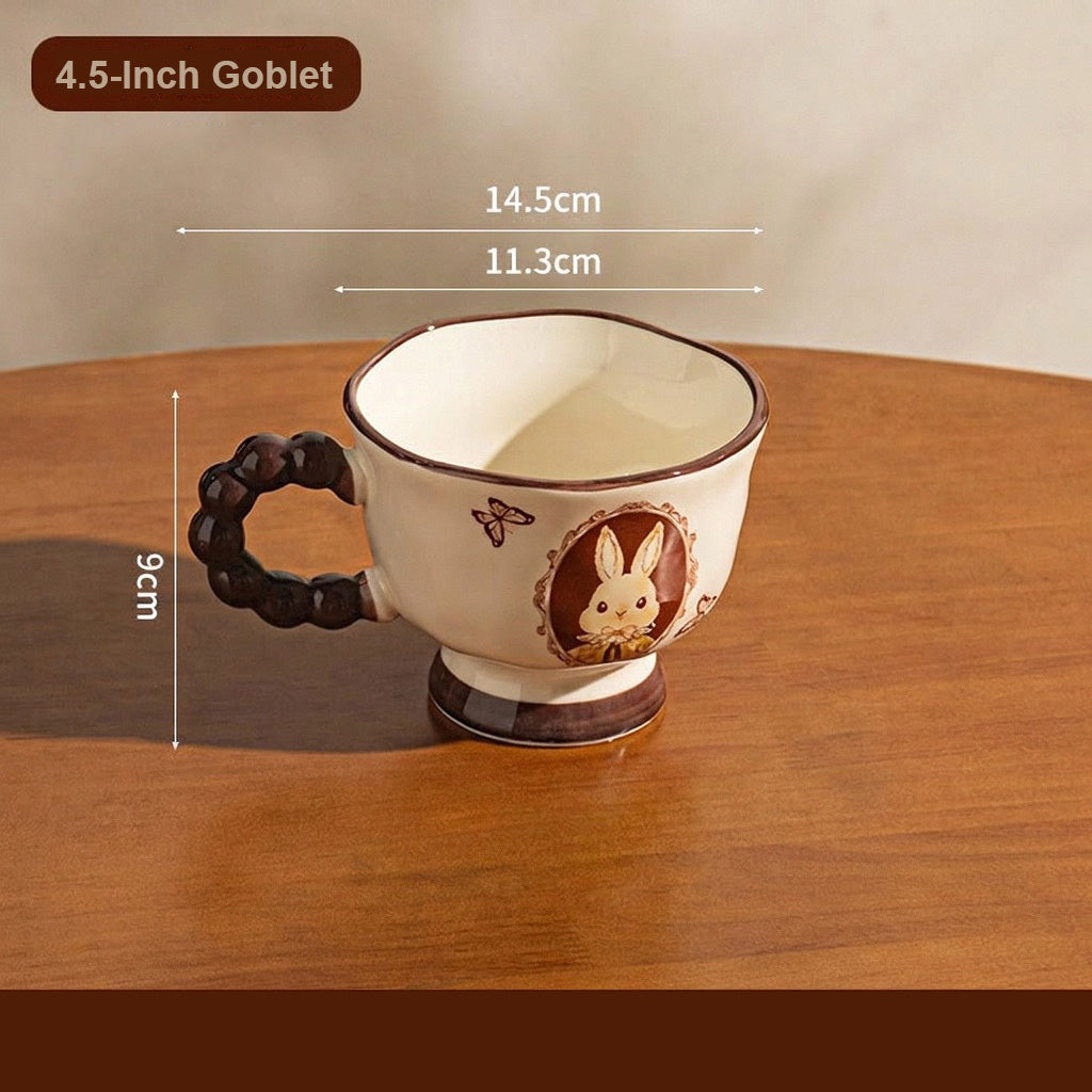 Elegant Cartoon Bunny Ceramic Bowl & Plate Set