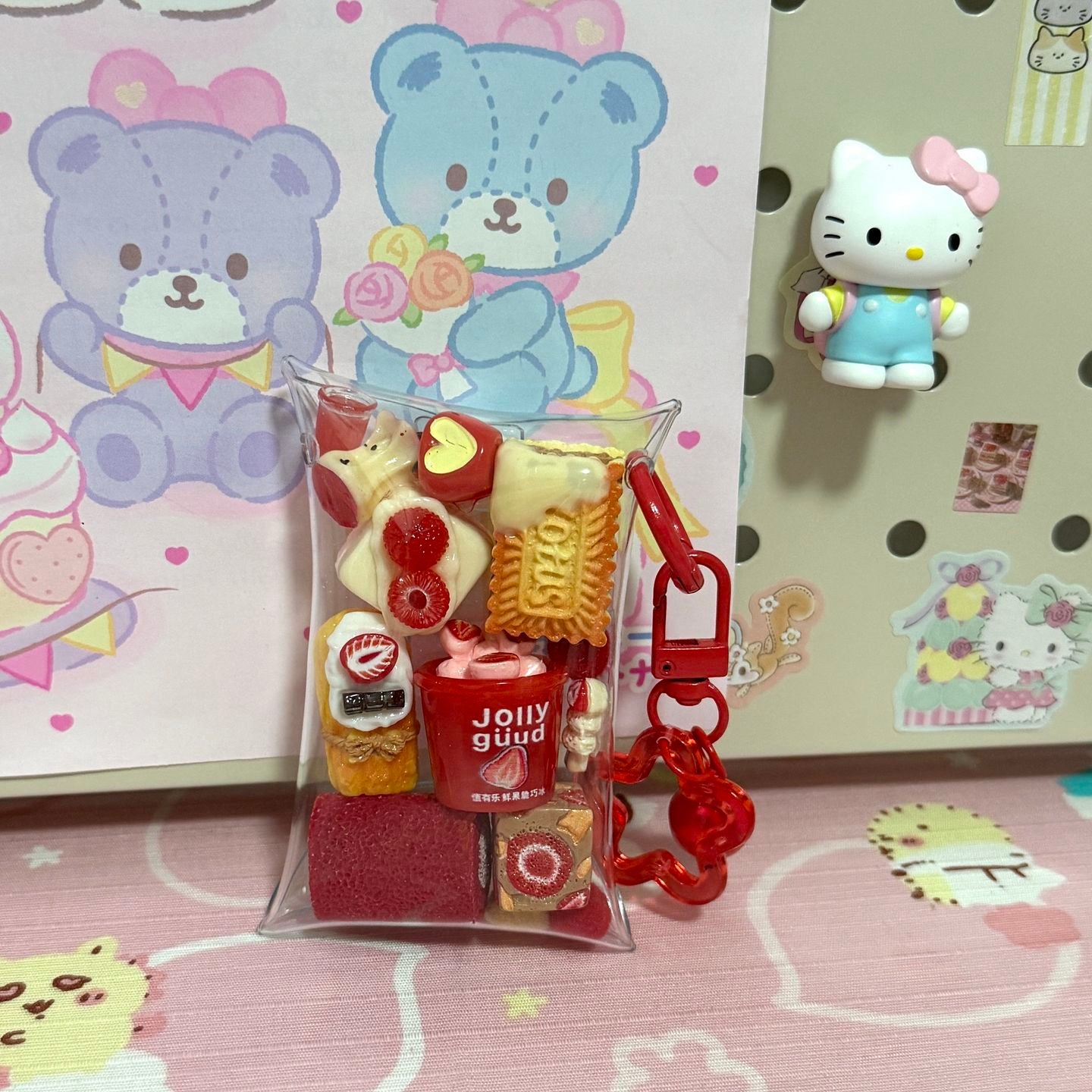 Porta-chaveiro fofo com enfeite de bolsinha2