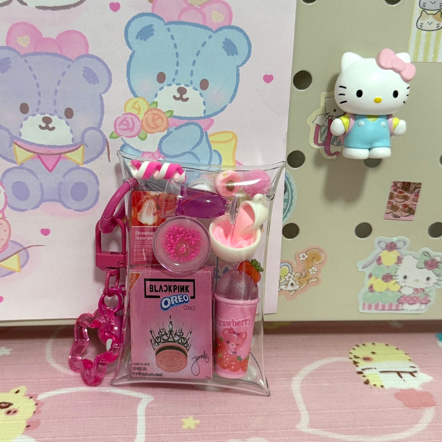 Porta-chaveiro fofo com enfeite de bolsinha2