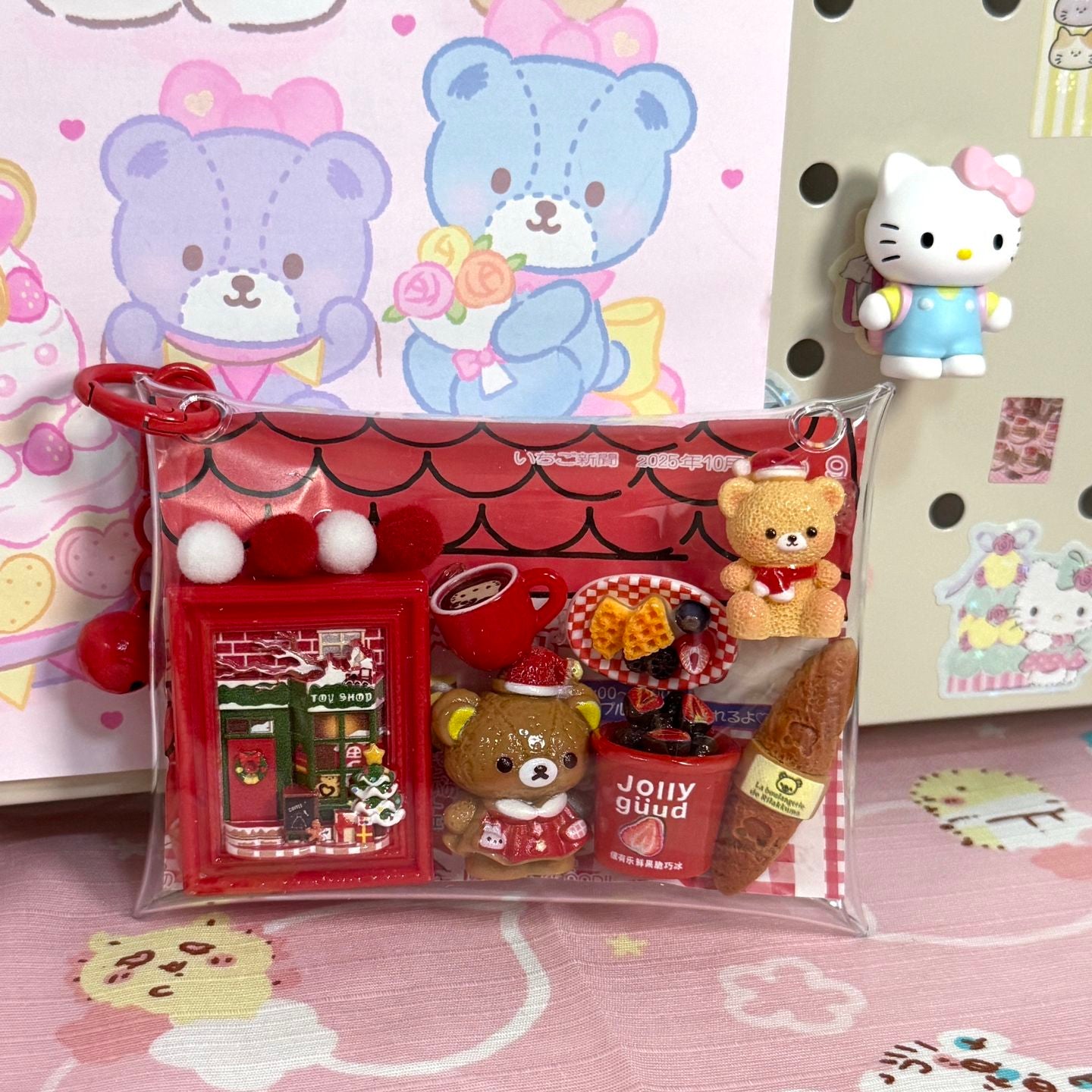 Porta-chaveiro fofo com enfeite de bolsinha2