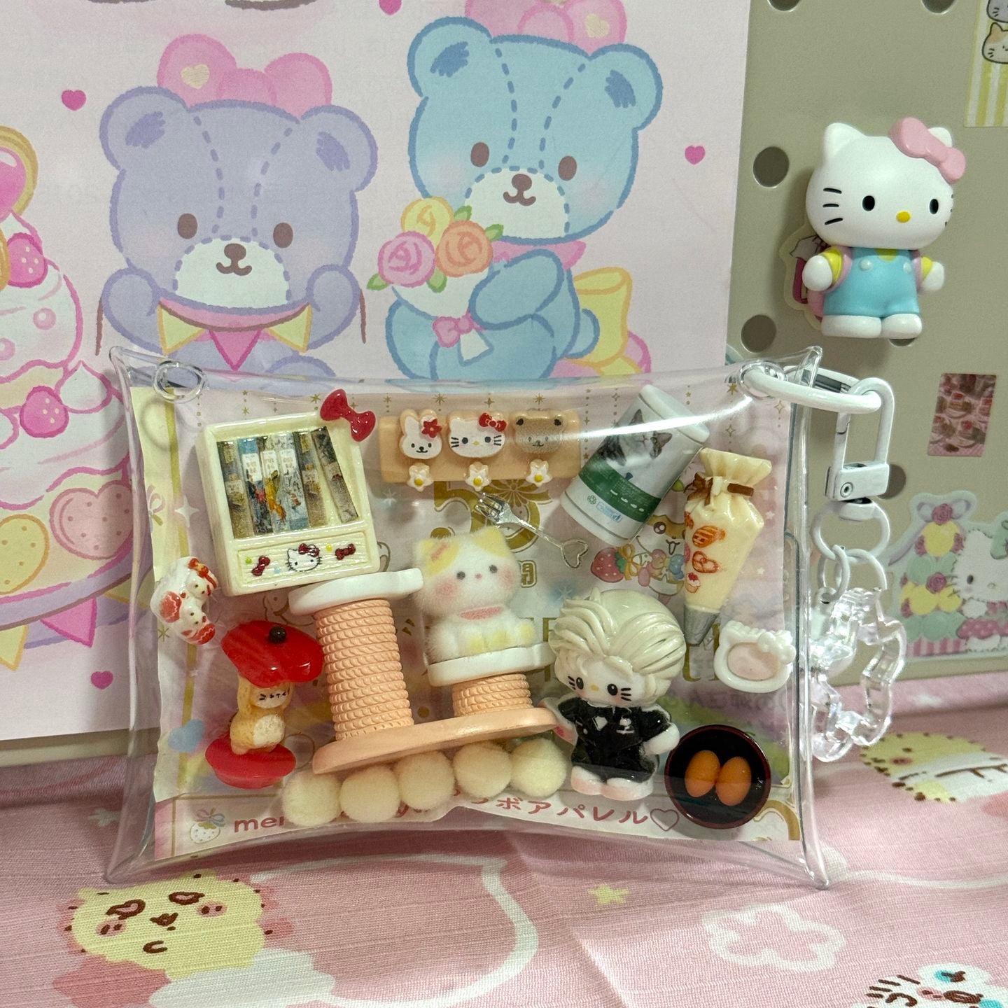 Porta-chaveiro fofo com enfeite de bolsinha2