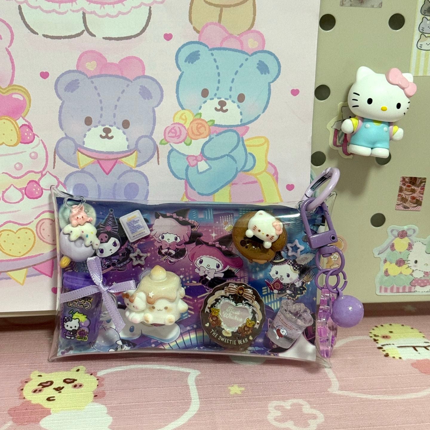 Porta-chaveiro fofo com enfeite de bolsinha2