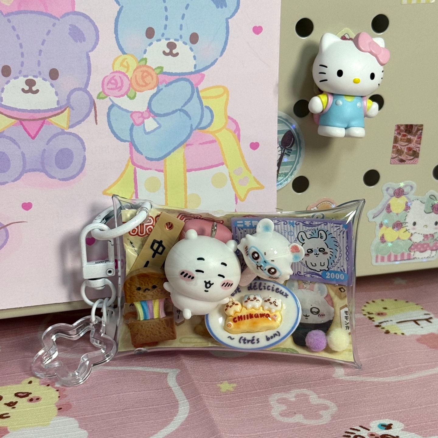 Porta-chaveiro fofo com enfeite de bolsinha2