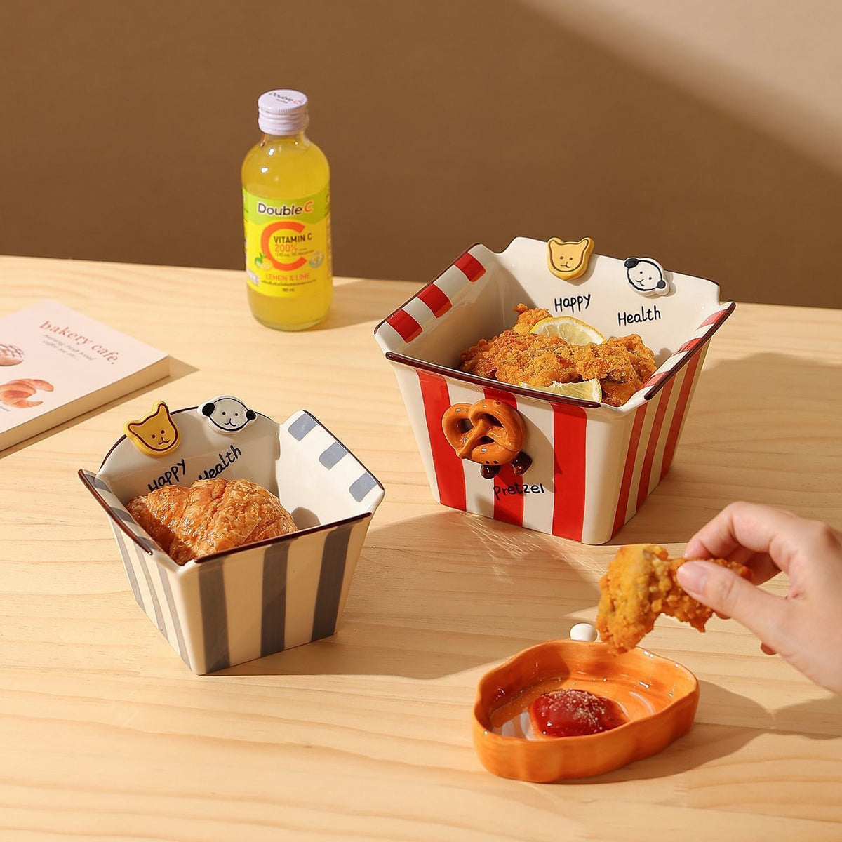 Button Dog Popcorn Bowl