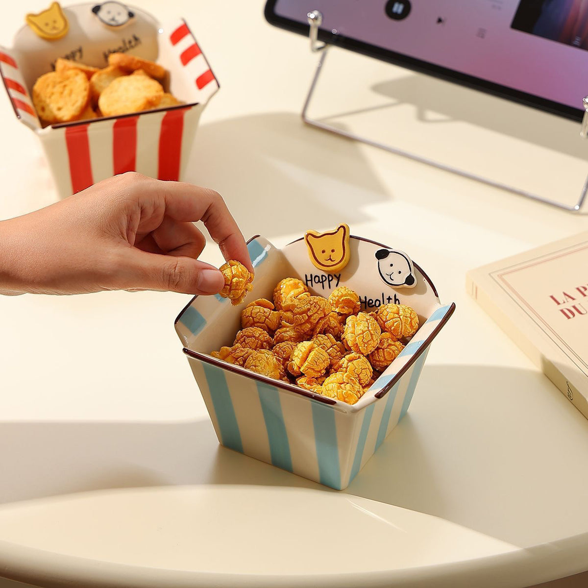 Button Dog Popcorn Bowl