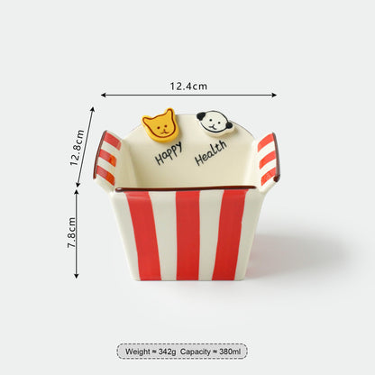 Button Dog Popcorn Bowl