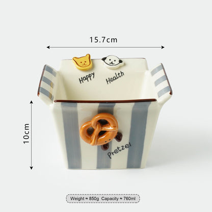 Button Dog Popcorn Bowl