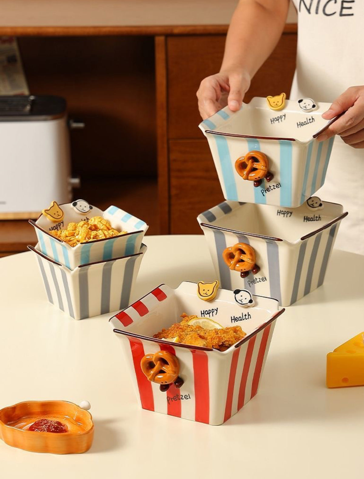Button Dog Popcorn Bowl
