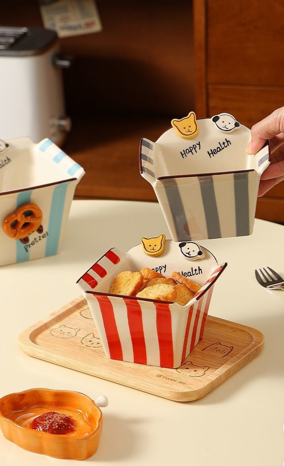Button Dog Popcorn Bowl